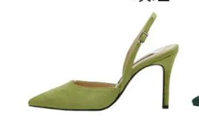 2020 Hot Sale Shoes Woman Thin High Heels Point Toe Slingbacks Solid Flock Office Ladies Work Sexy Dress Sandals Wedding Heels