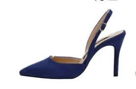 2020 Hot Sale Shoes Woman Thin High Heels Point Toe Slingbacks Solid Flock Office Ladies Work Sexy Dress Sandals Wedding Heels