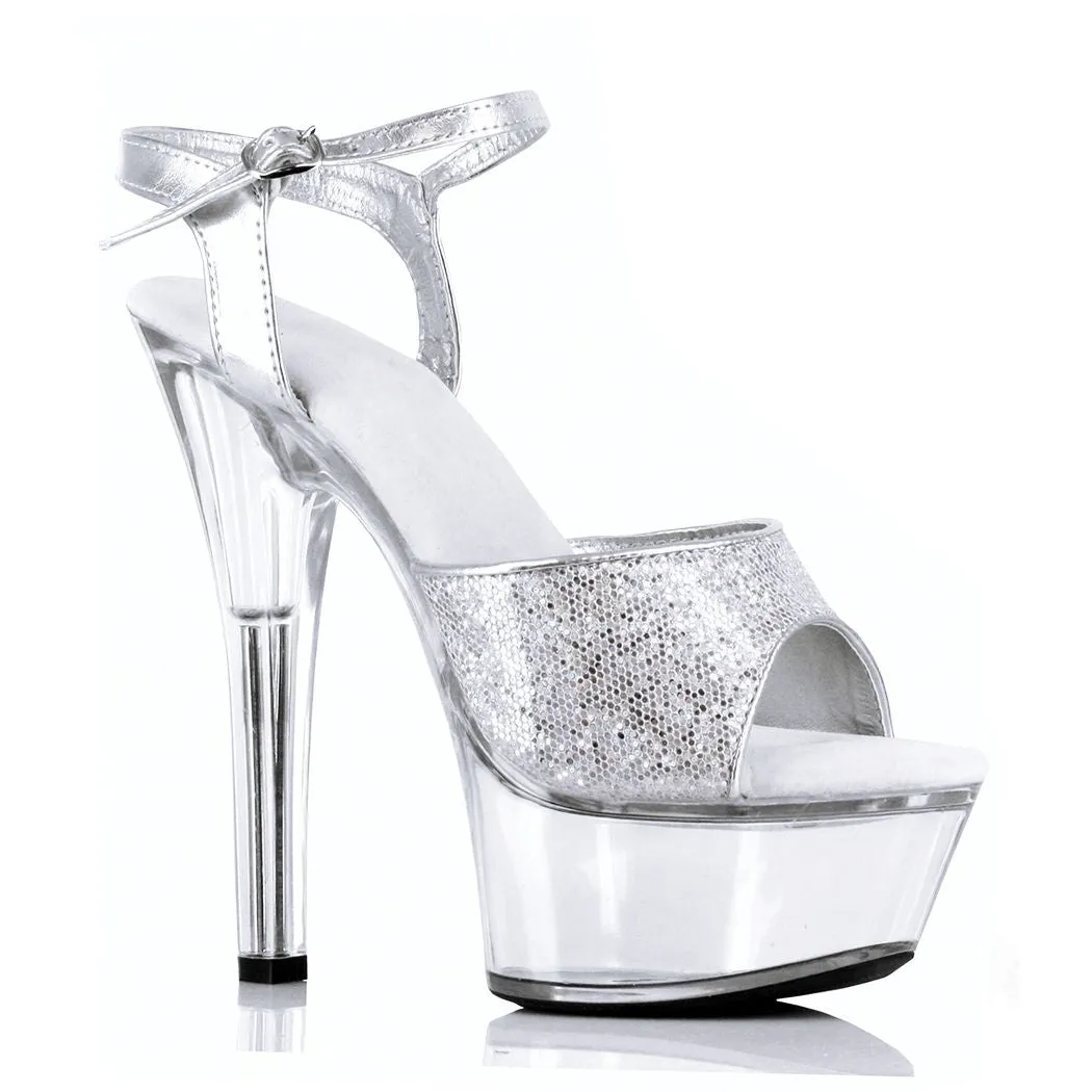 6" Glitter Stiletto Clear Platform (ES601-Juliet-G Final Sale)