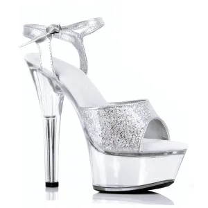 6" Glitter Stiletto Clear Platform (ES601-Juliet-G)