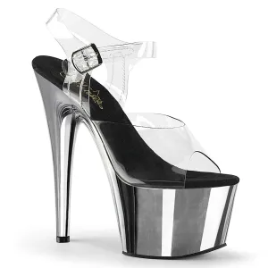 7 Inch Heel ADORE-708 Clear Chrome Silver