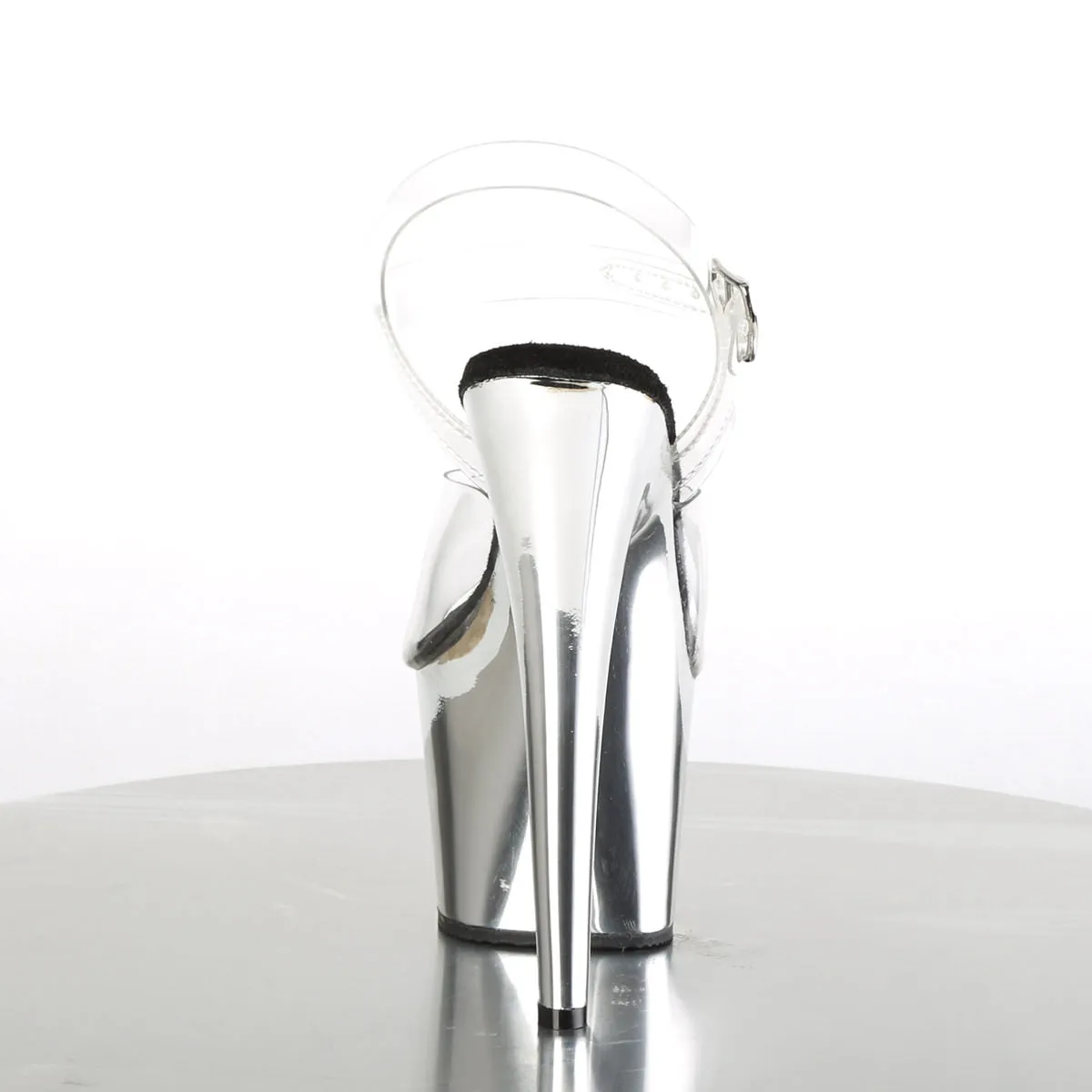 7 Inch Heel ADORE-708 Clear Chrome Silver