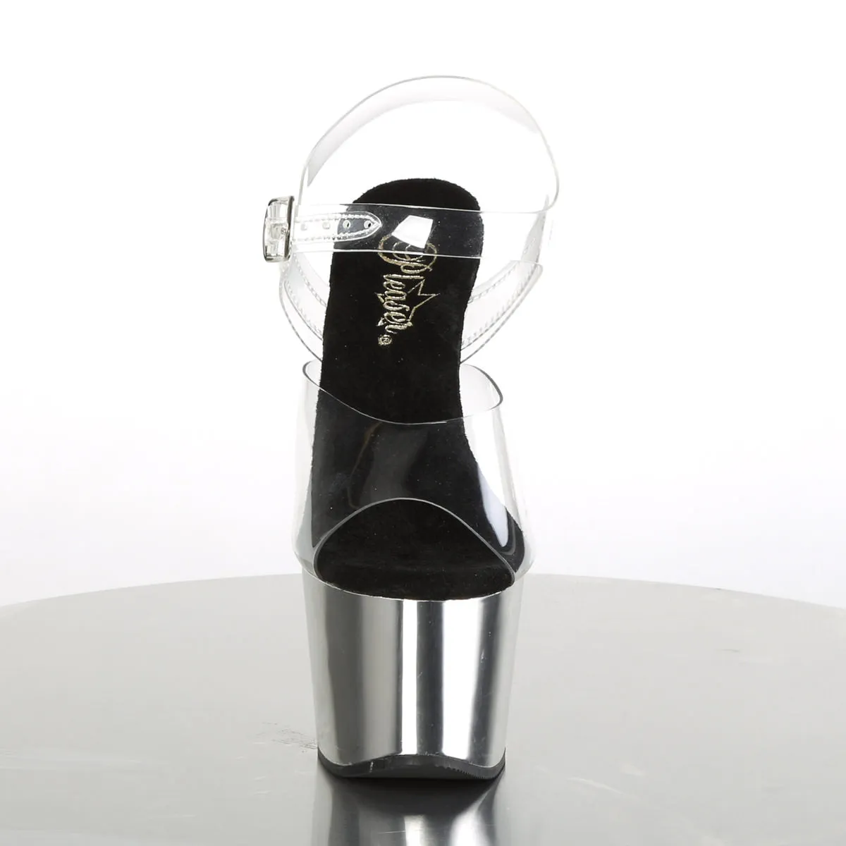 7 Inch Heel ADORE-708 Clear Chrome Silver