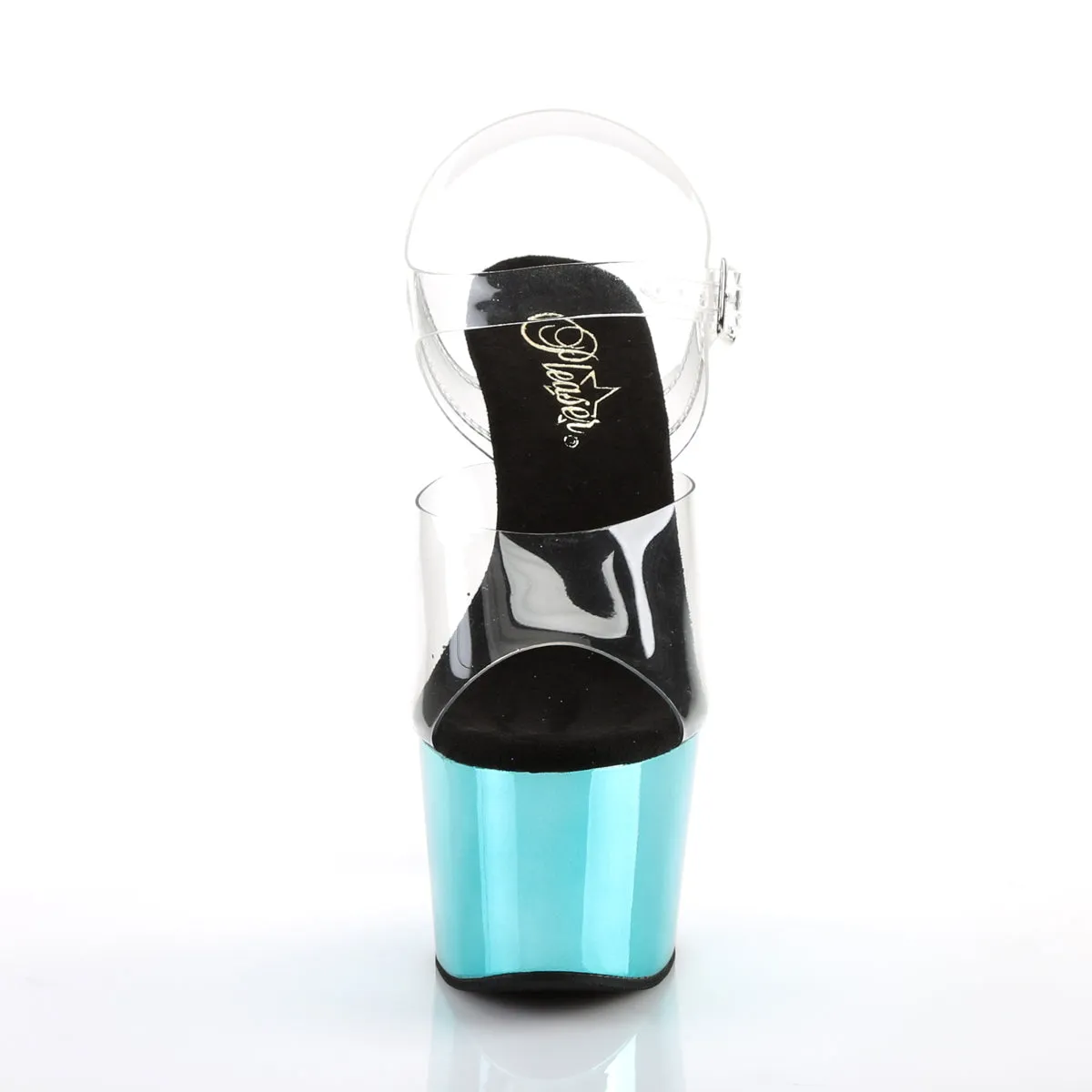 7 Inch Heel ADORE-708 Clear Turquoise Chrome