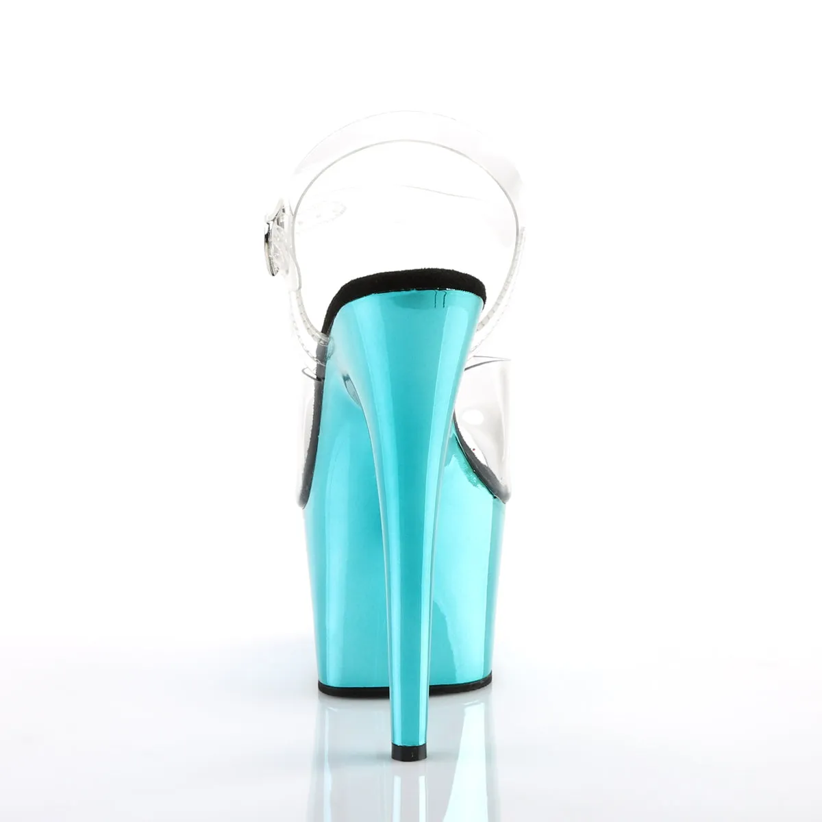 7 Inch Heel ADORE-708 Clear Turquoise Chrome