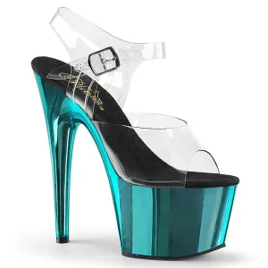 7 Inch Heel ADORE-708 Clear Turquoise Chrome