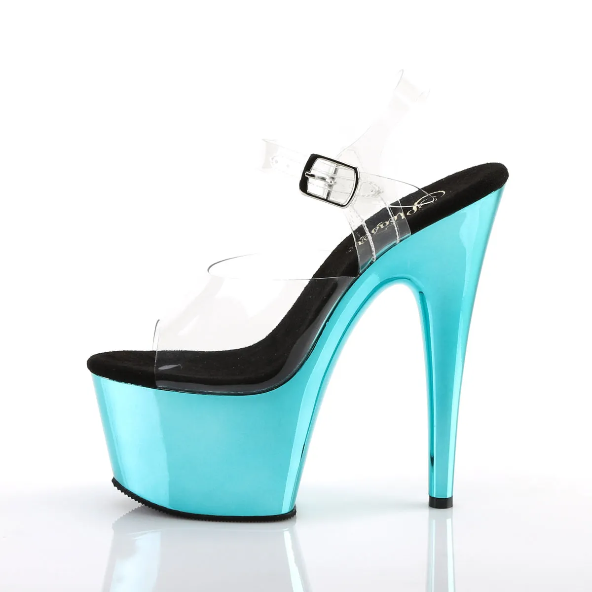 7 Inch Heel ADORE-708 Clear Turquoise Chrome
