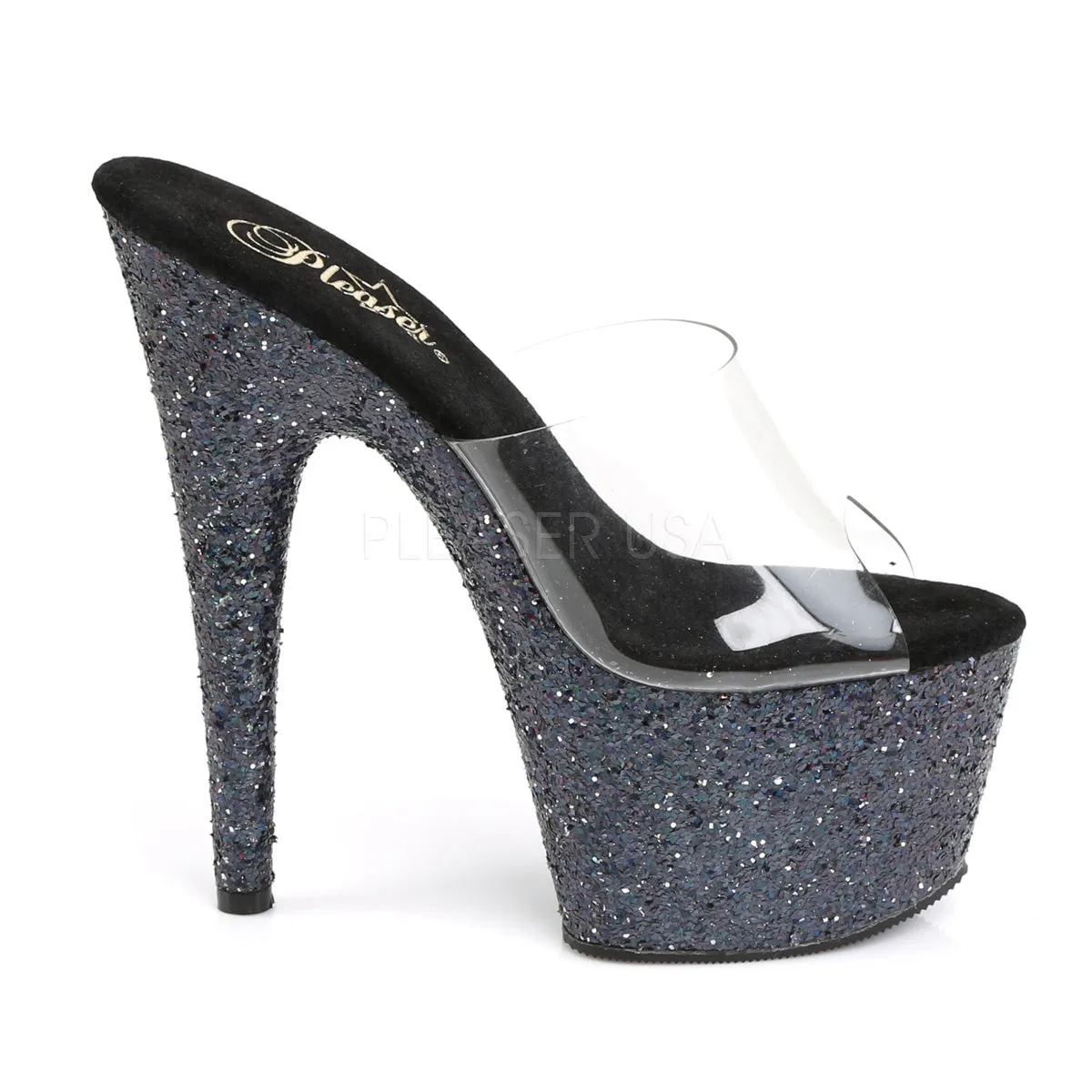 ADORE-701LG  Clear/Black Holo Glitter