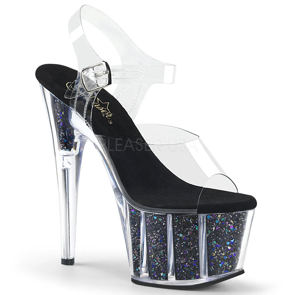 ADORE-708CG  Clear/Black Confetti Glitter