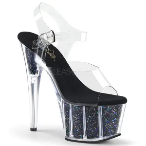 ADORE-708CG  Clear/Black Confetti Glitter