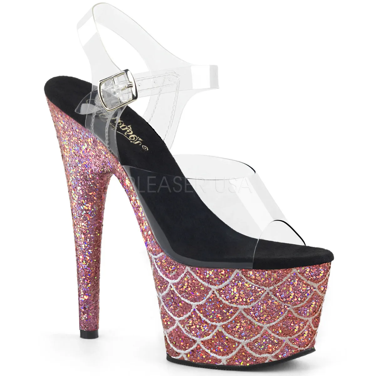 ADORE-708MSLG  Clear/Salmon Multi Glitter