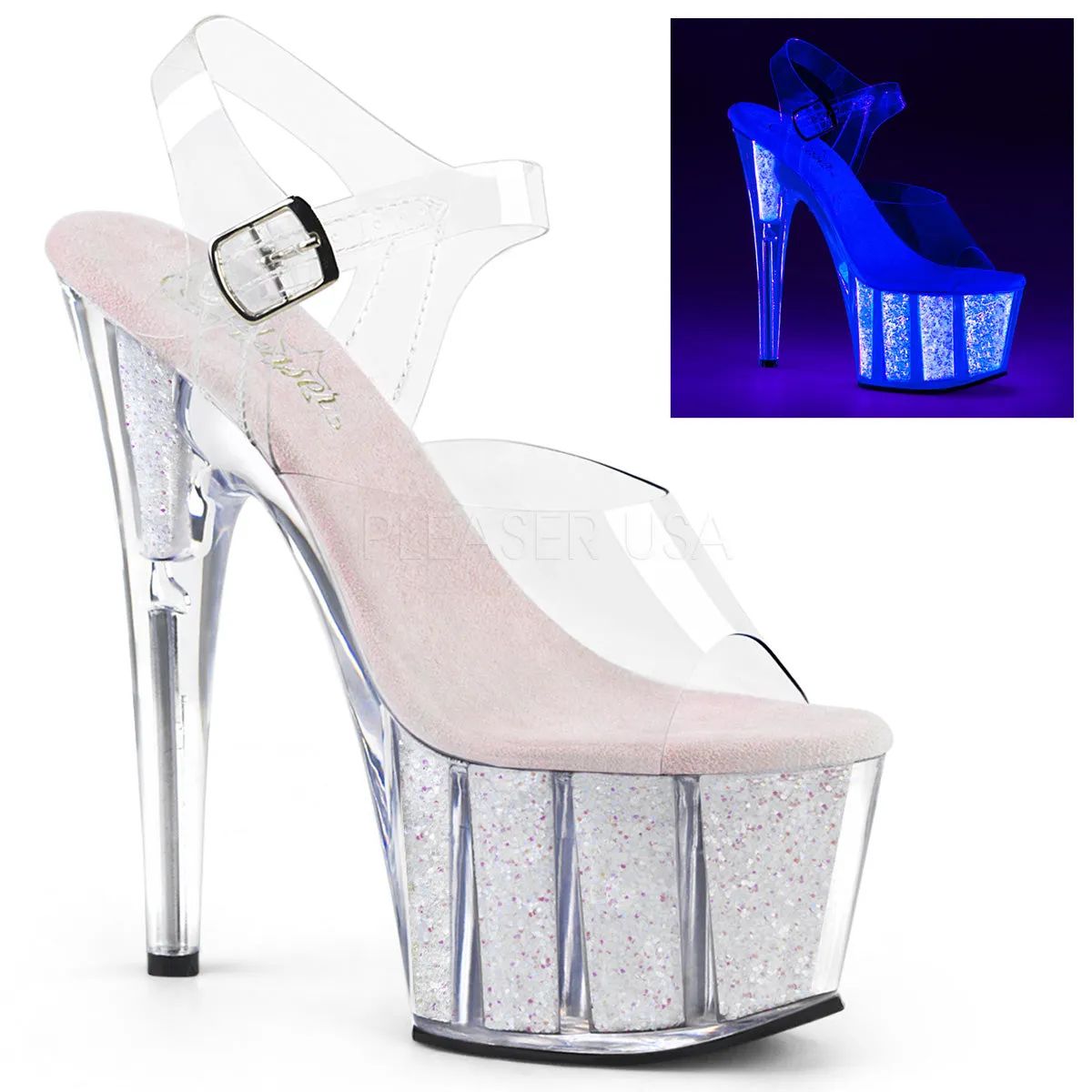 ADORE-708UVG  Clear/Neon Opal Glitter