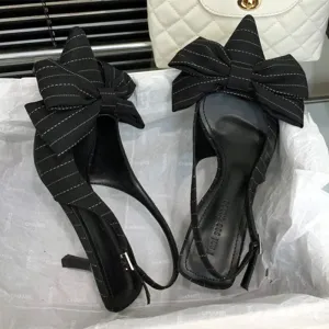 ADVBRIDGE  -  Striped Bow Design High Heels Women Sexy Pointed Toe Slingbacks Heeled Sandals Summer Comfort Elegant Women Pumps Office Shoes