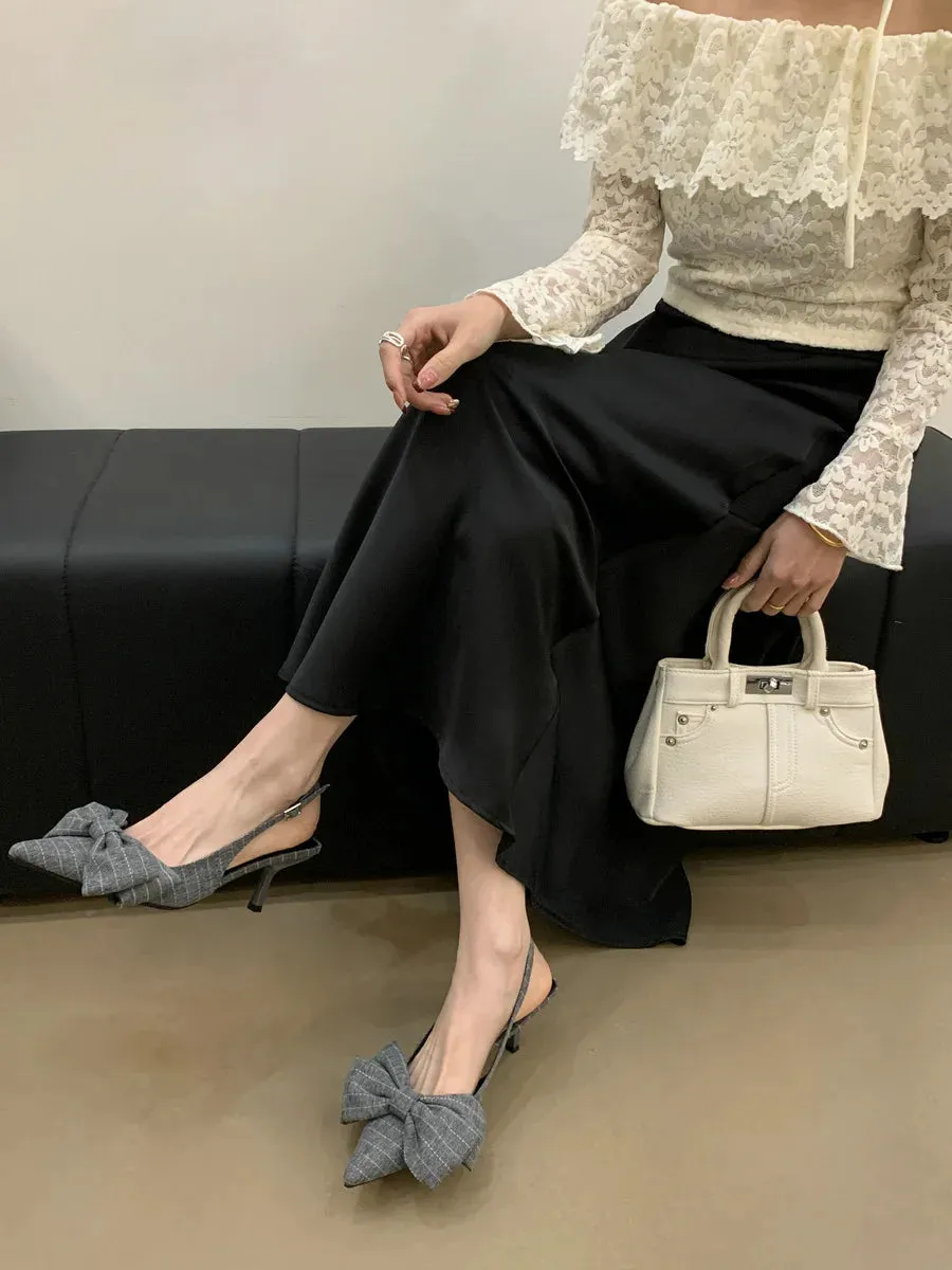 ADVBRIDGE  -  Striped Bow Design High Heels Women Sexy Pointed Toe Slingbacks Heeled Sandals Summer Comfort Elegant Women Pumps Office Shoes