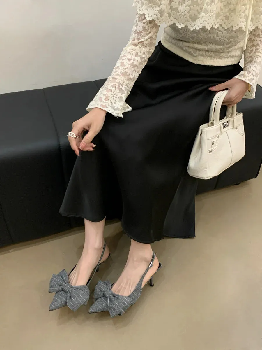 ADVBRIDGE  -  Striped Bow Design High Heels Women Sexy Pointed Toe Slingbacks Heeled Sandals Summer Comfort Elegant Women Pumps Office Shoes