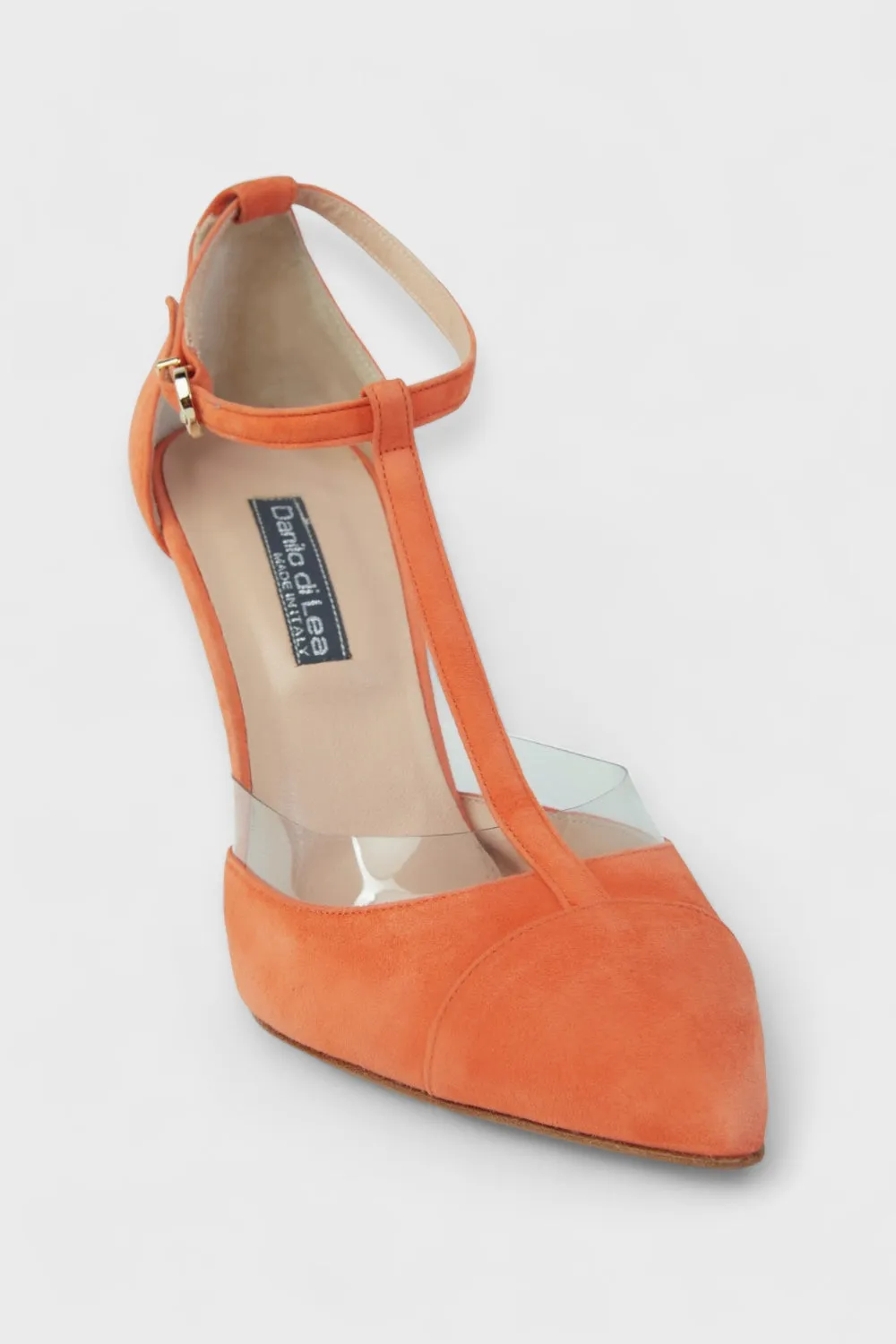 Arancia Orange T-Strap Suede Pumps