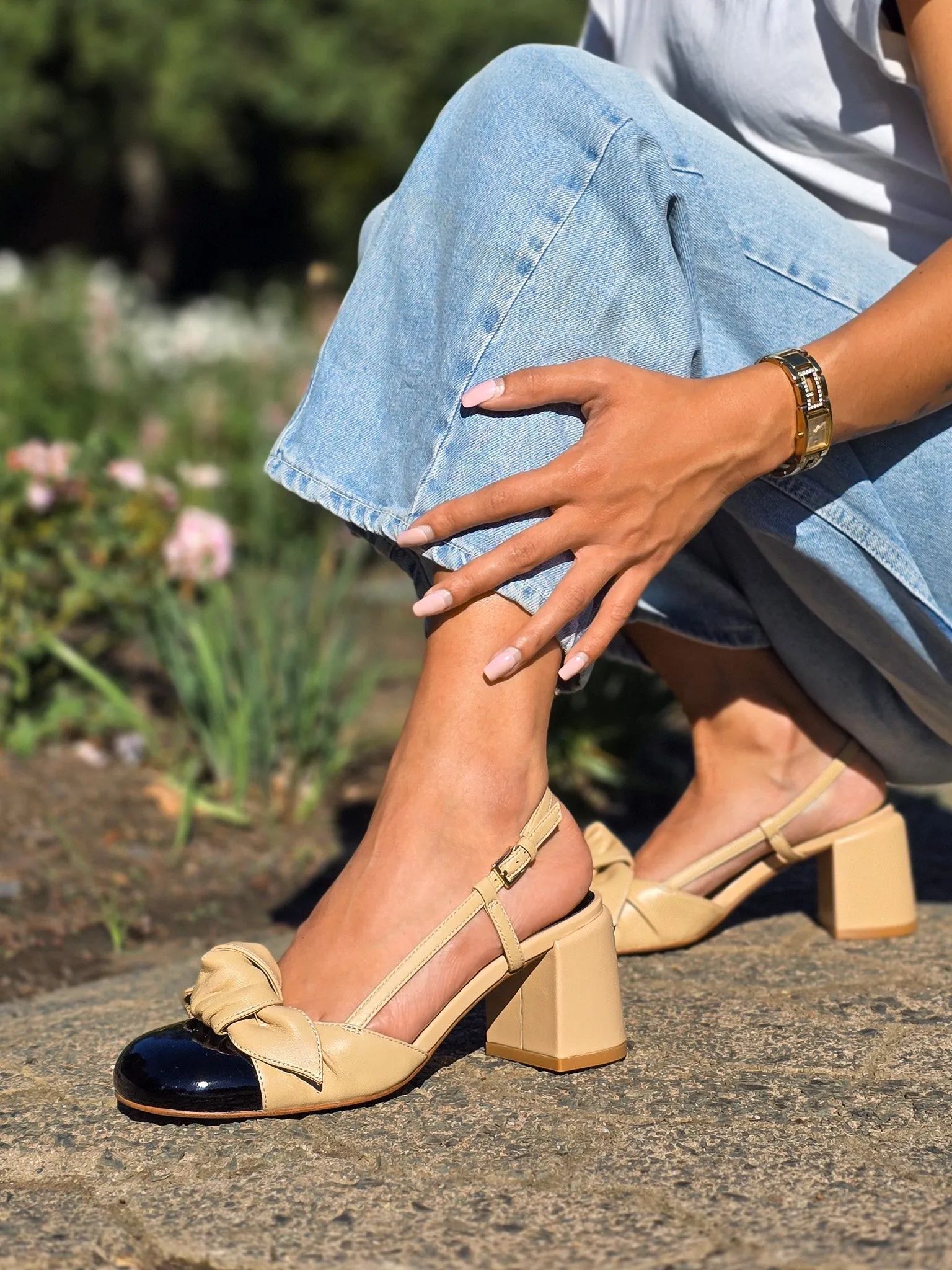 Babydoll™ – Beige Slingback Heels