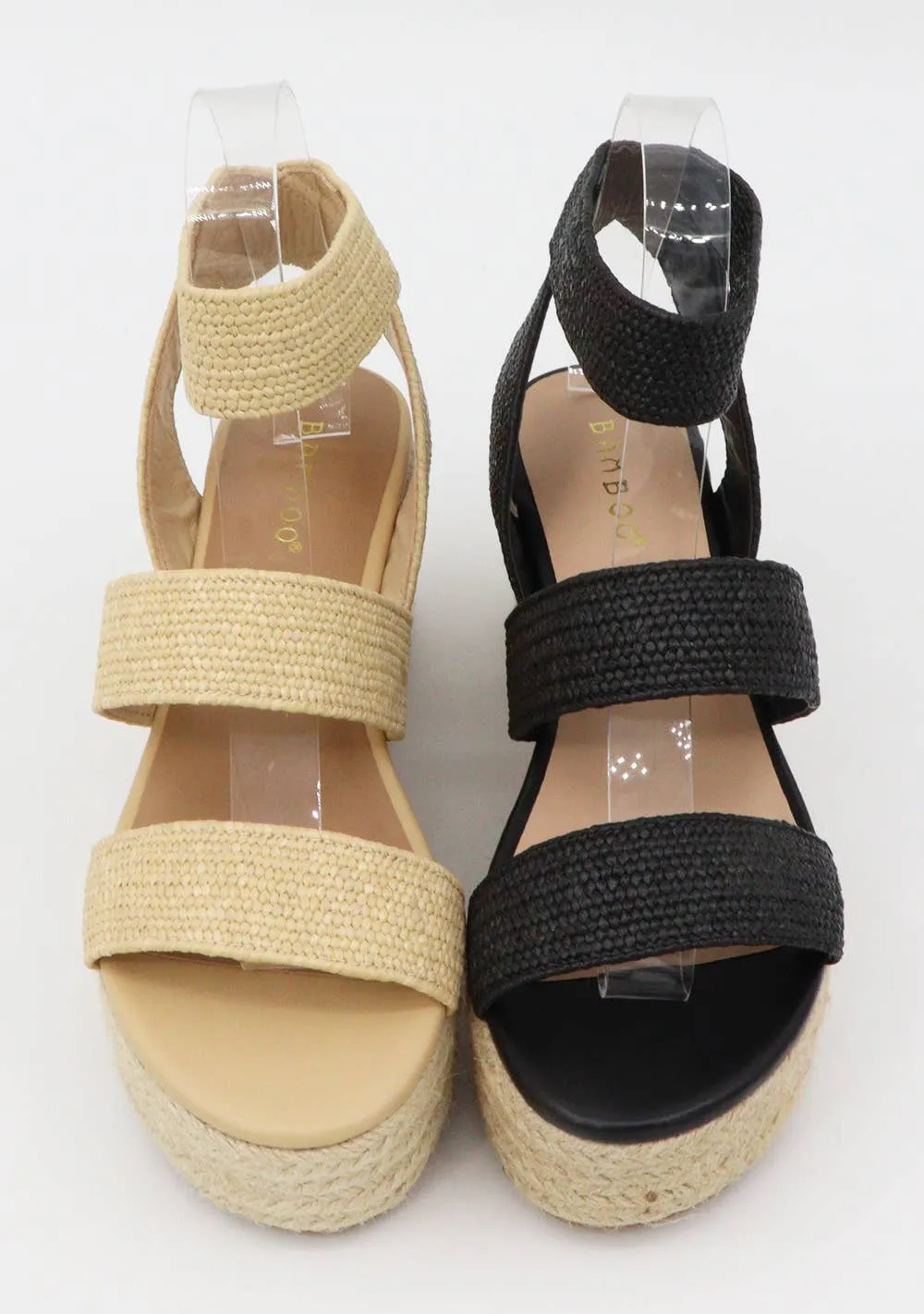 Bamboo Women Espadrille Wedge Flyknit Stiple Strap Sandals