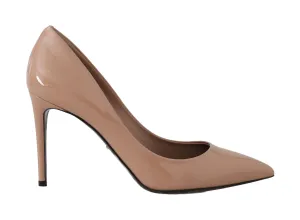 Beige Leather Stiletto Heels Pumps