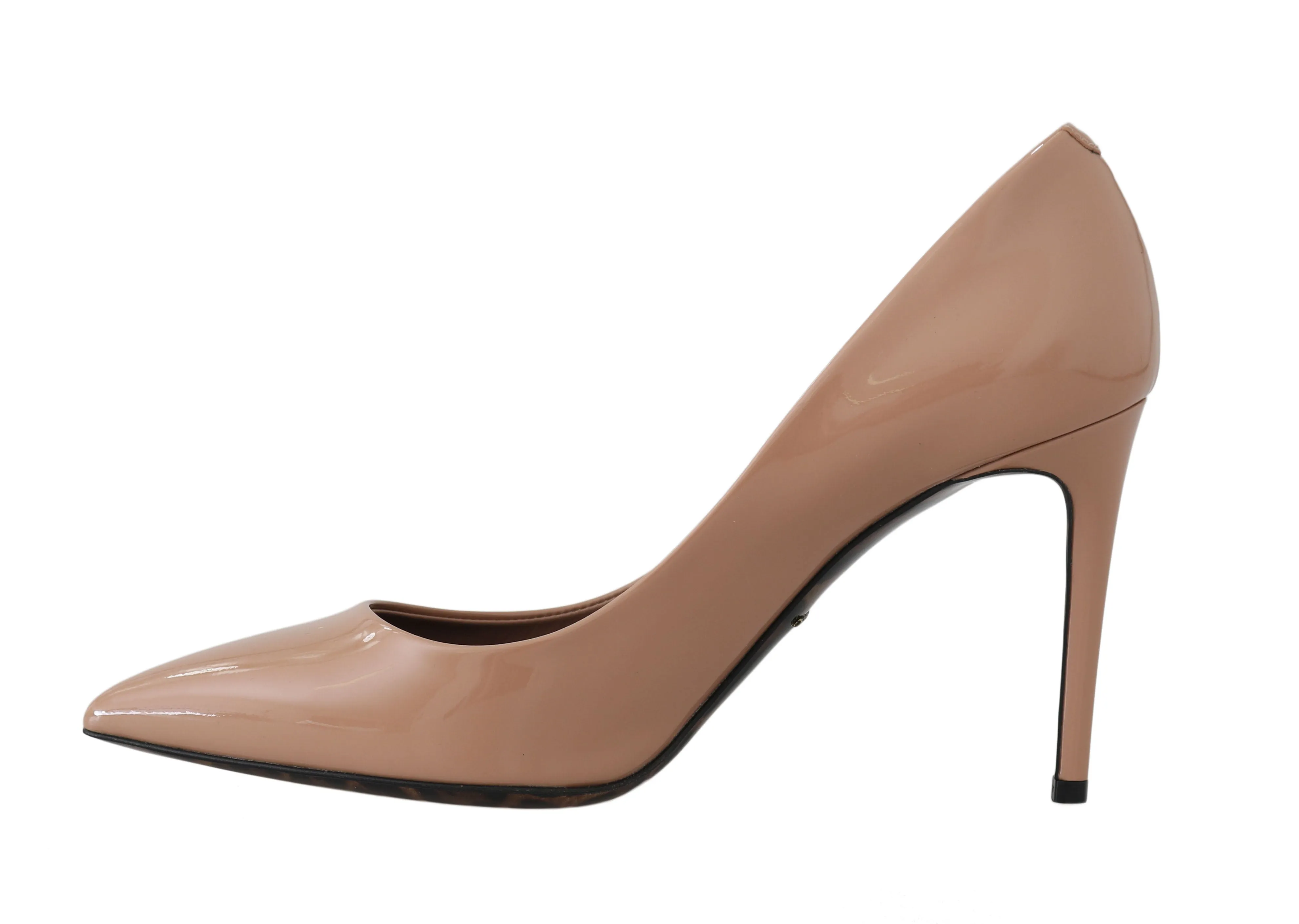 Beige Leather Stiletto Heels Pumps