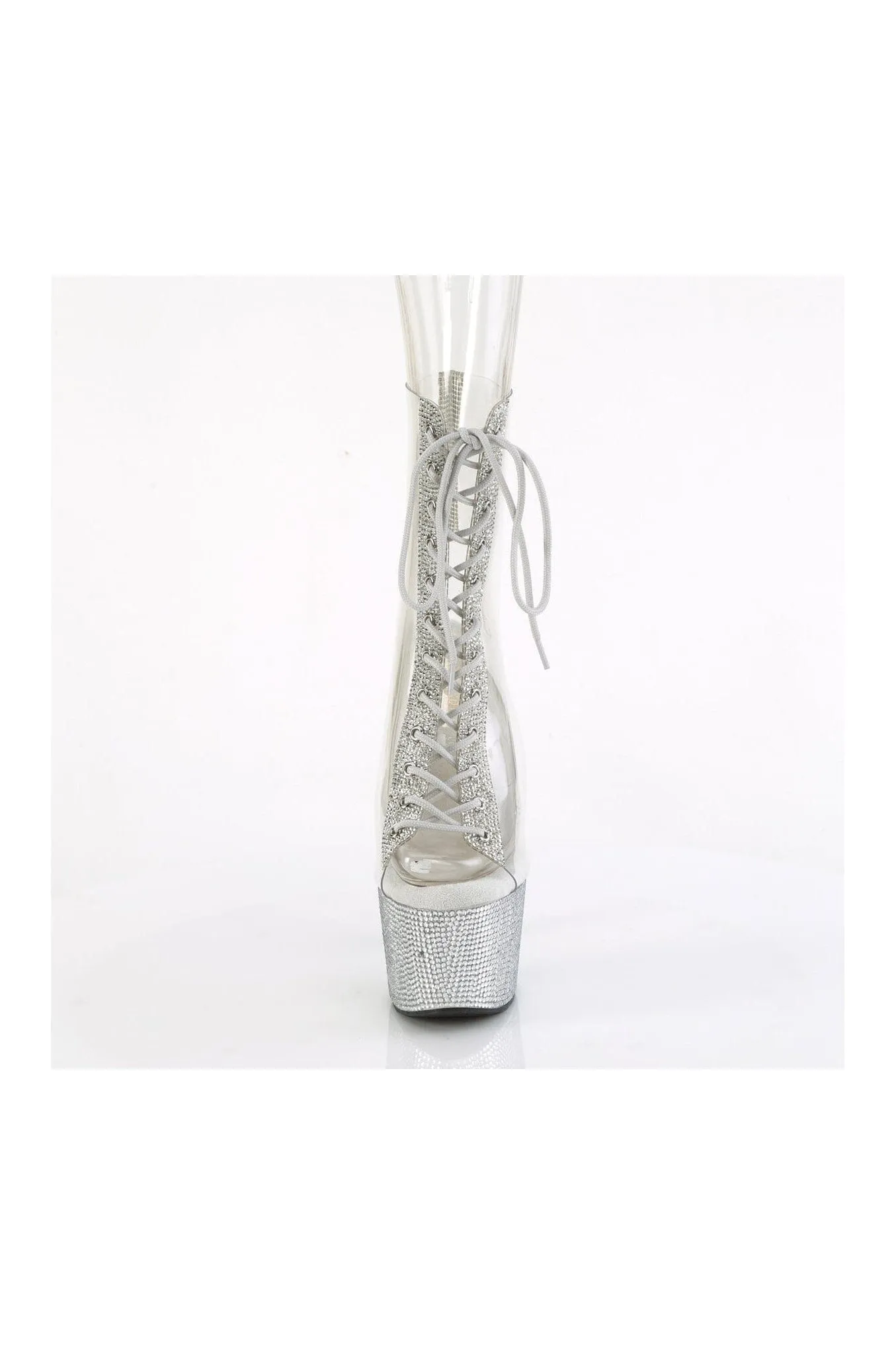 BEJEWELED-1016C-2-7 Clear Vinyl Ankle Boot