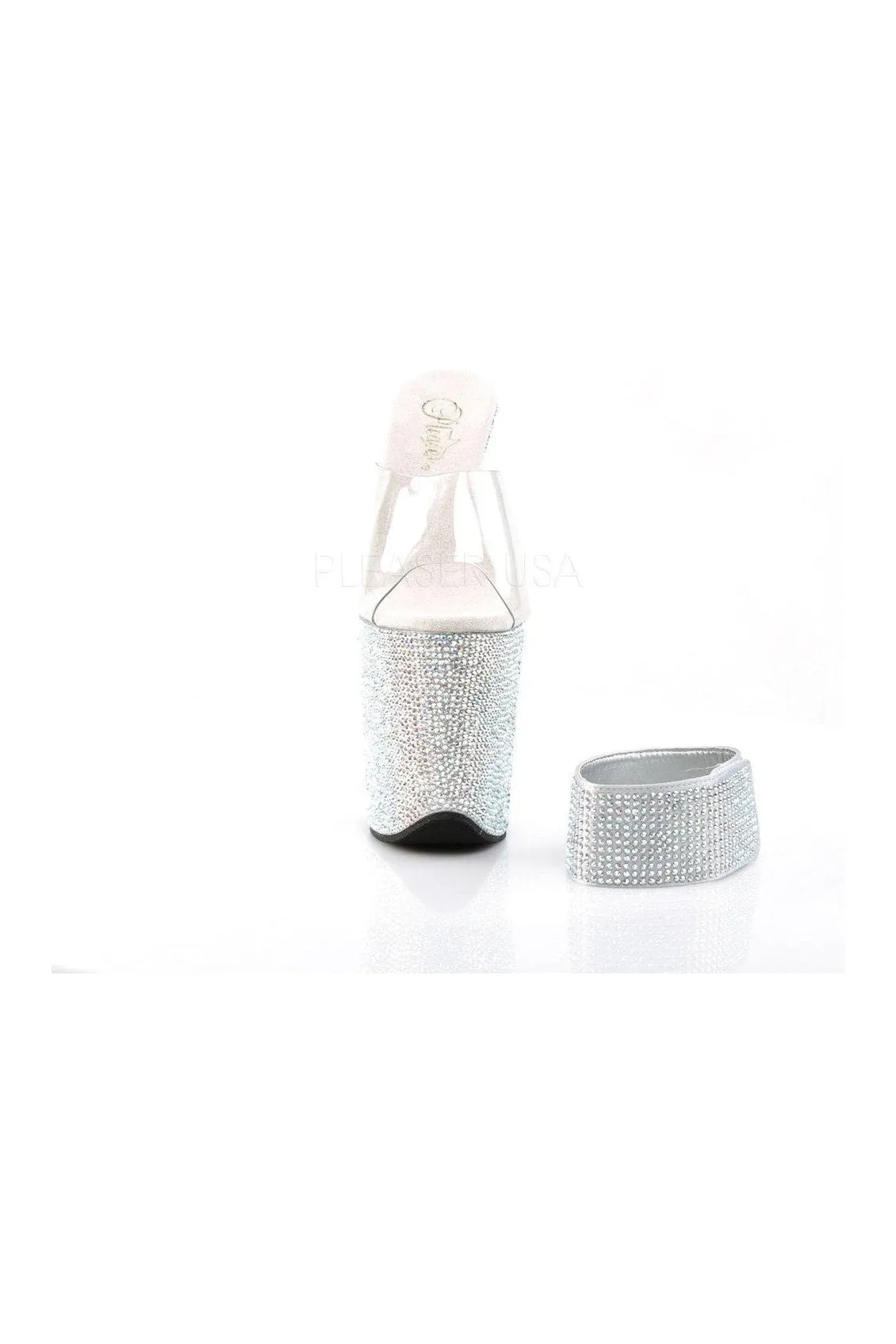 BEJEWELED-812RS Platform Slide | Clear Vinyl