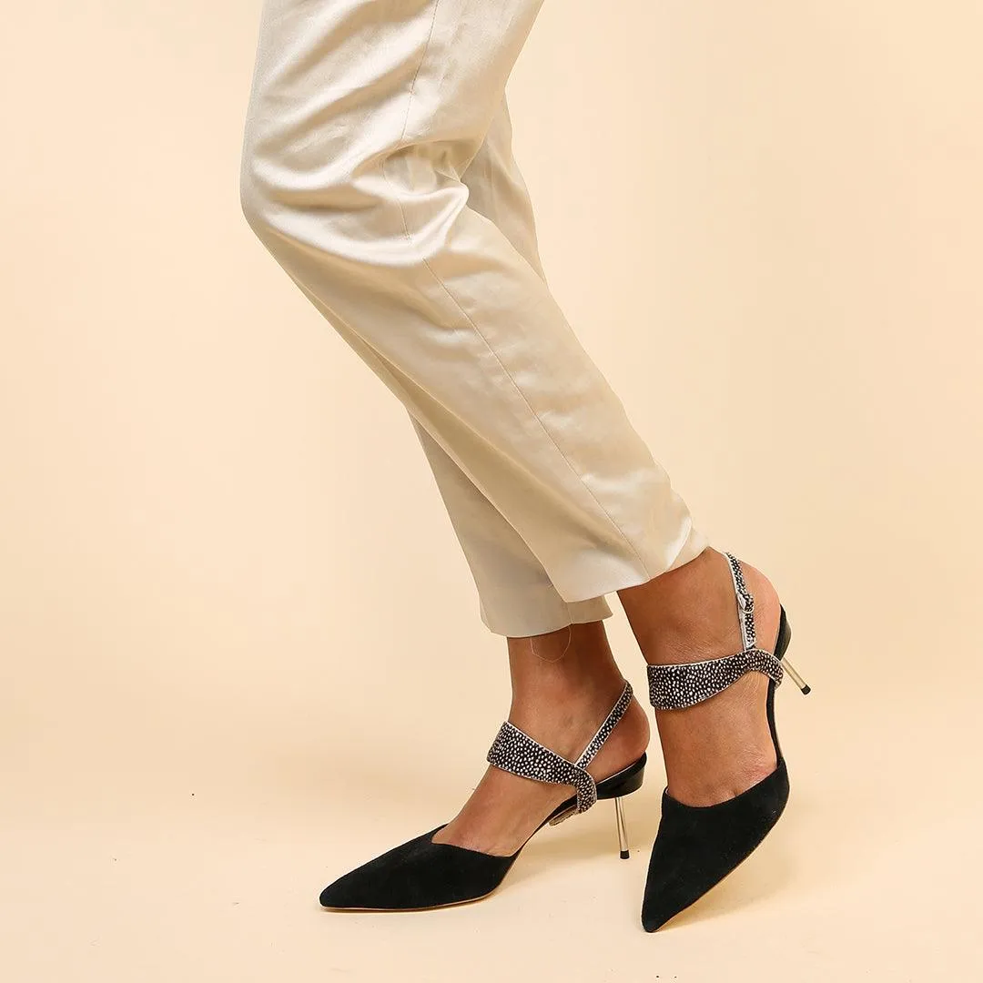 Black Suede Stiletto   Doe Elsie Strap