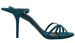 Blue Suede Ankle Strap Sandals