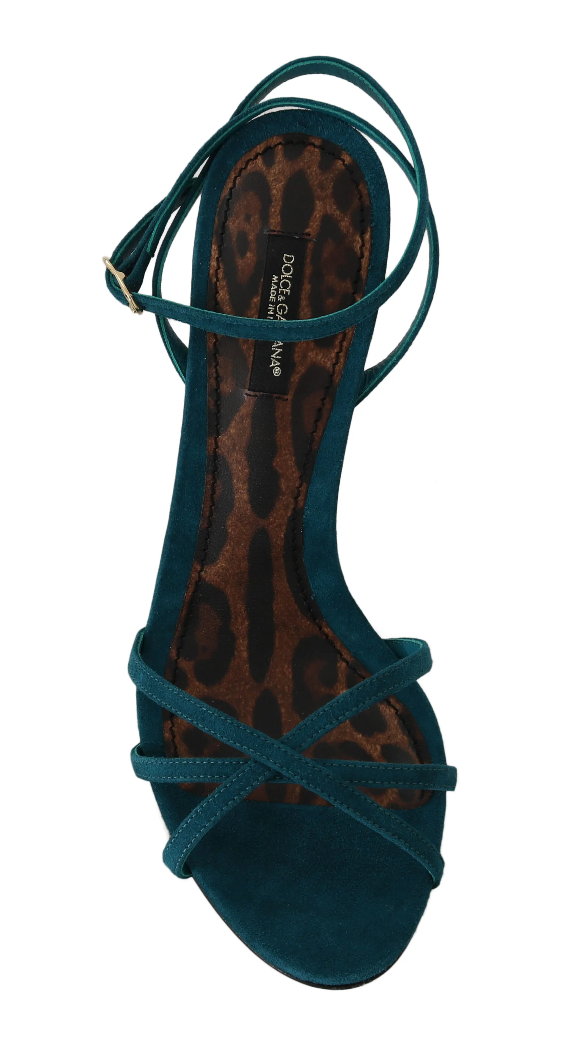 Blue Suede Ankle Strap Sandals