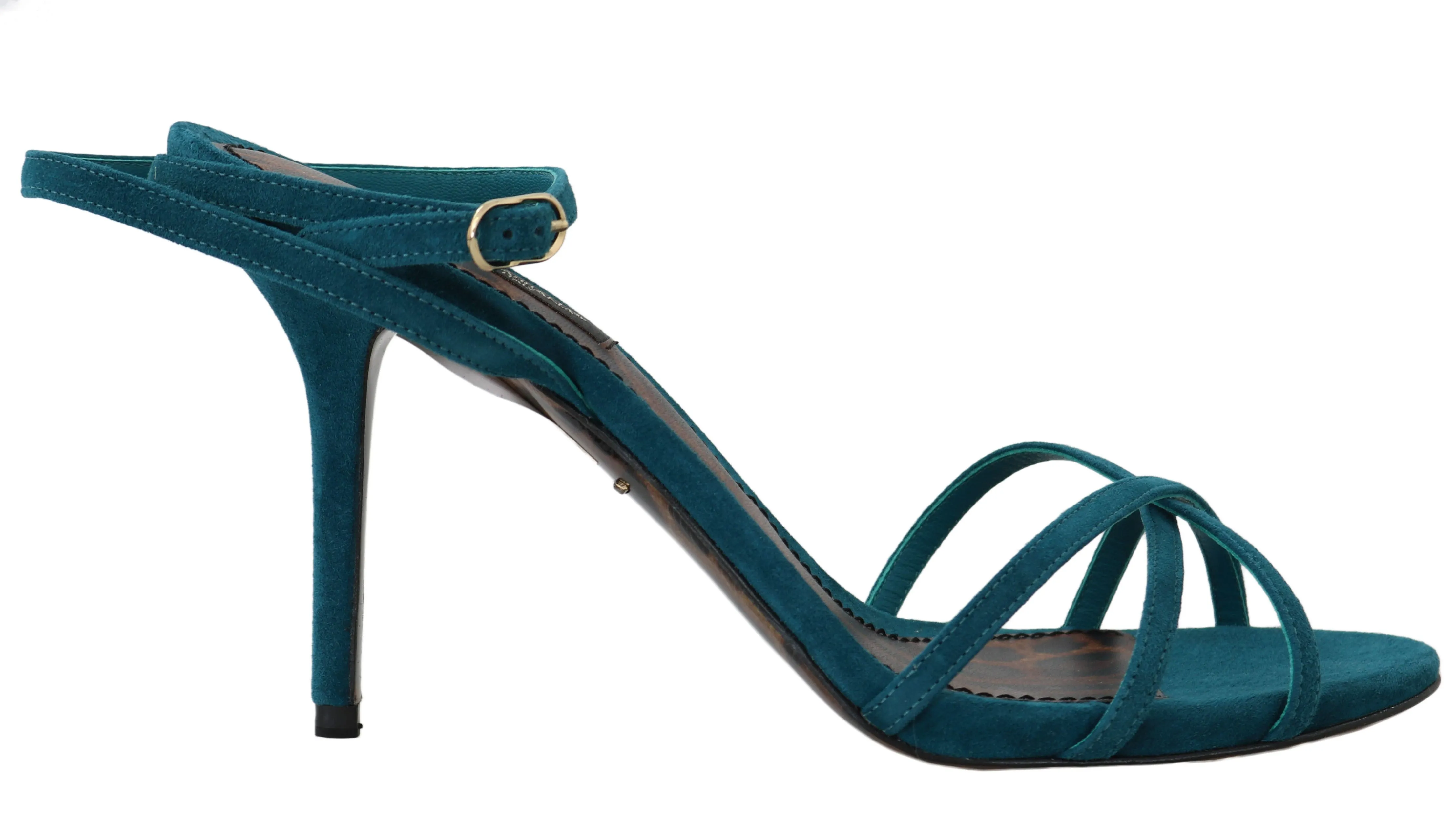 Blue Suede Ankle Strap Sandals