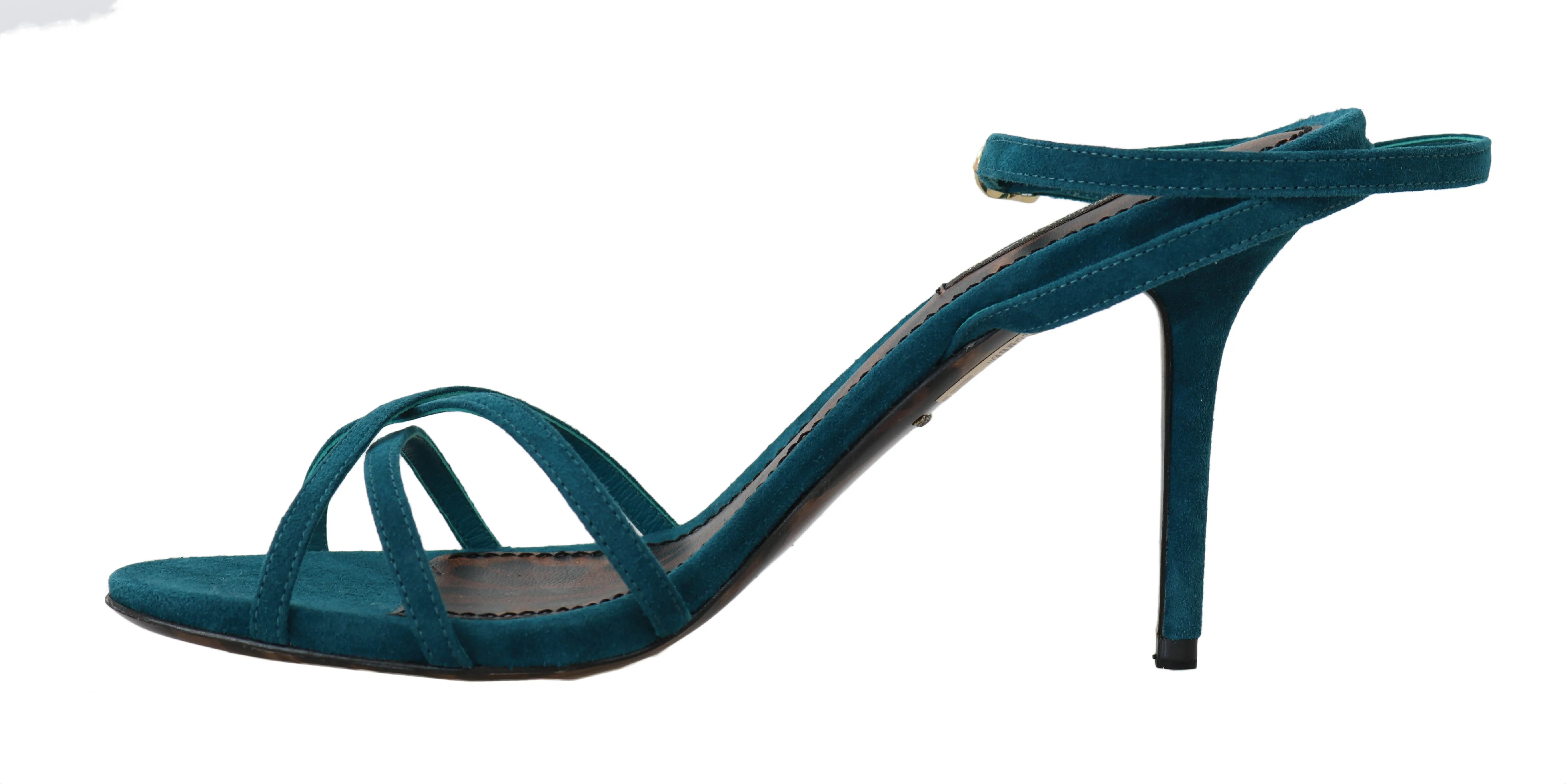 Blue Suede Ankle Strap Sandals