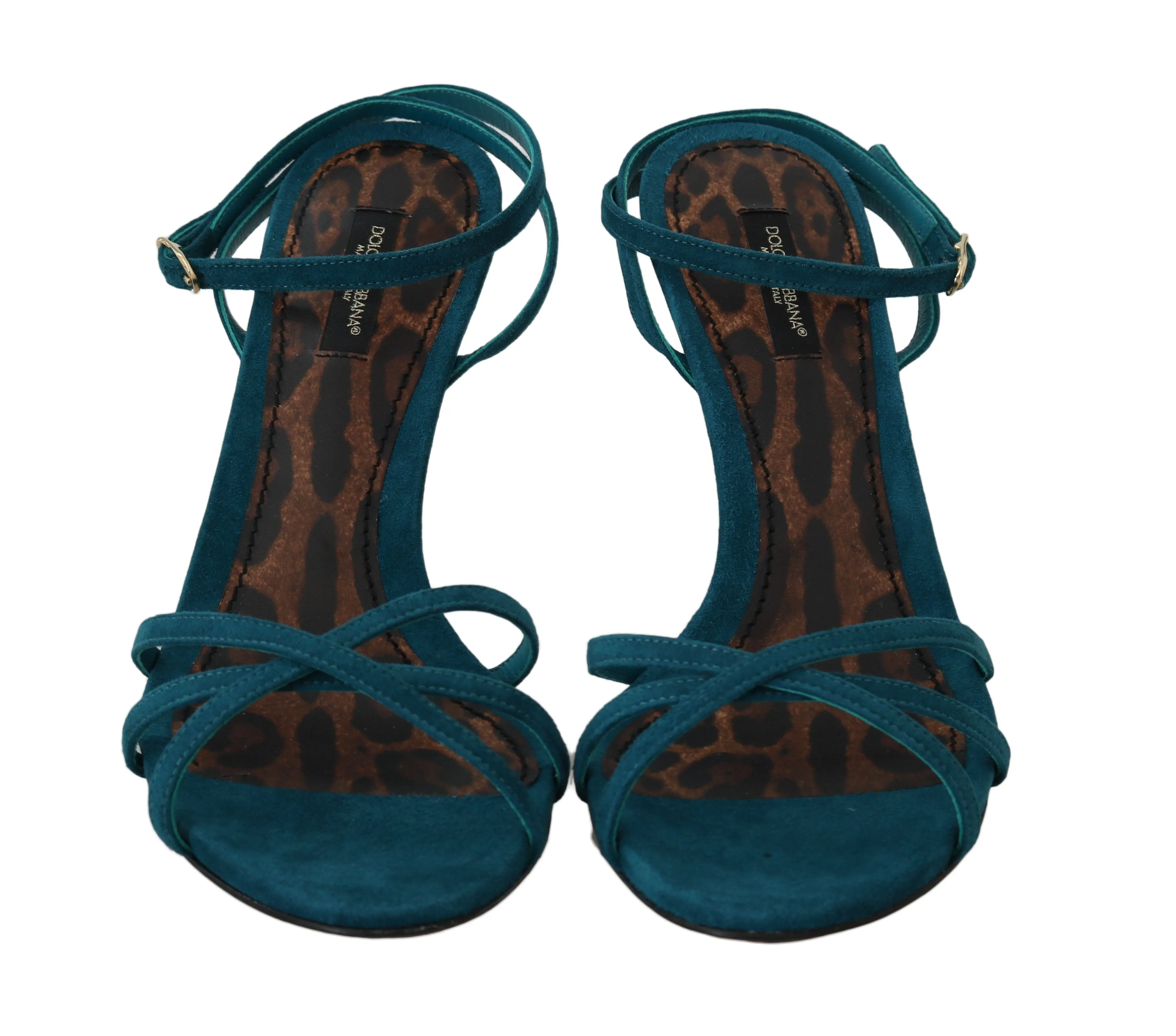 Blue Suede Ankle Strap Sandals