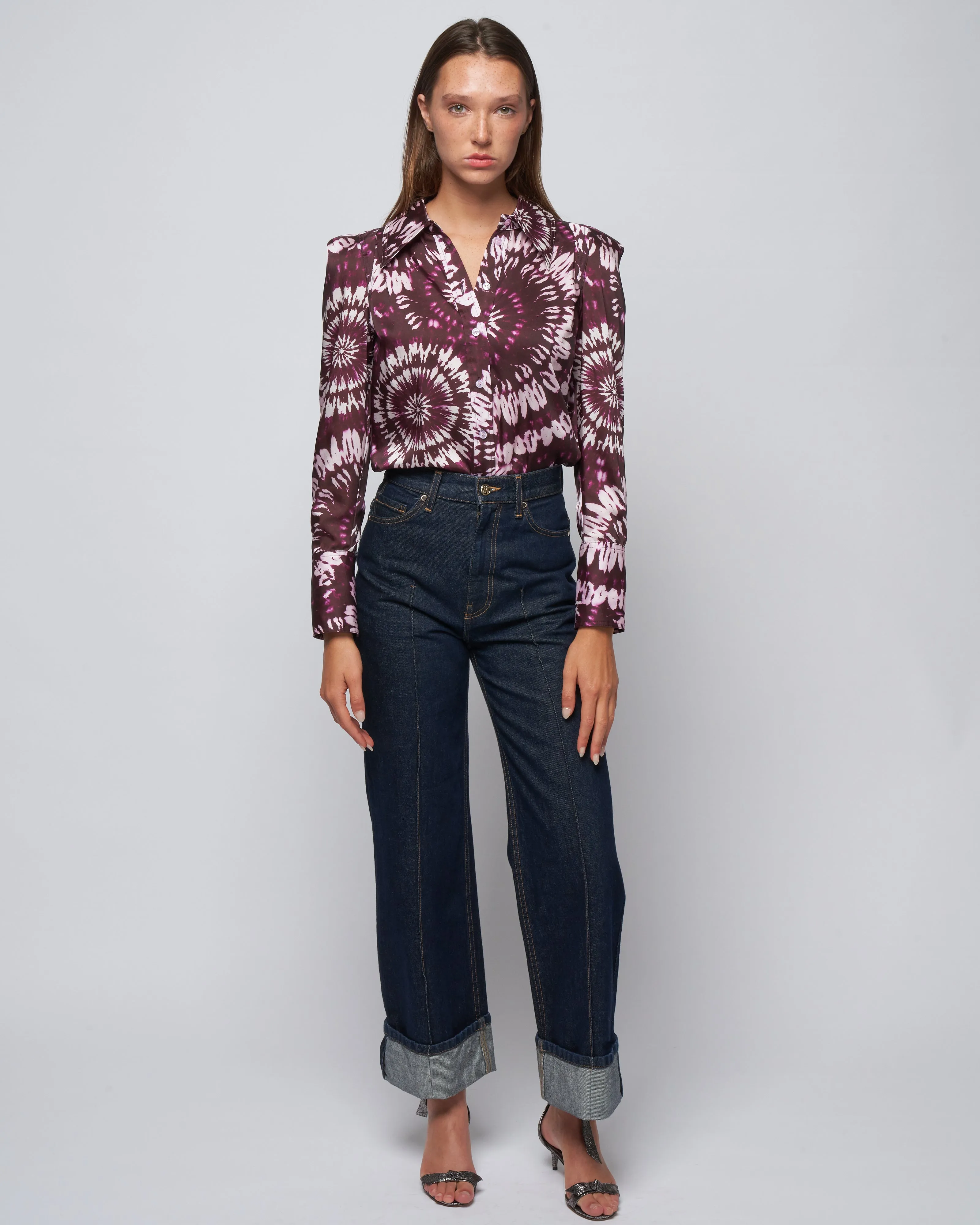 box pleat shirt - plum mandala
