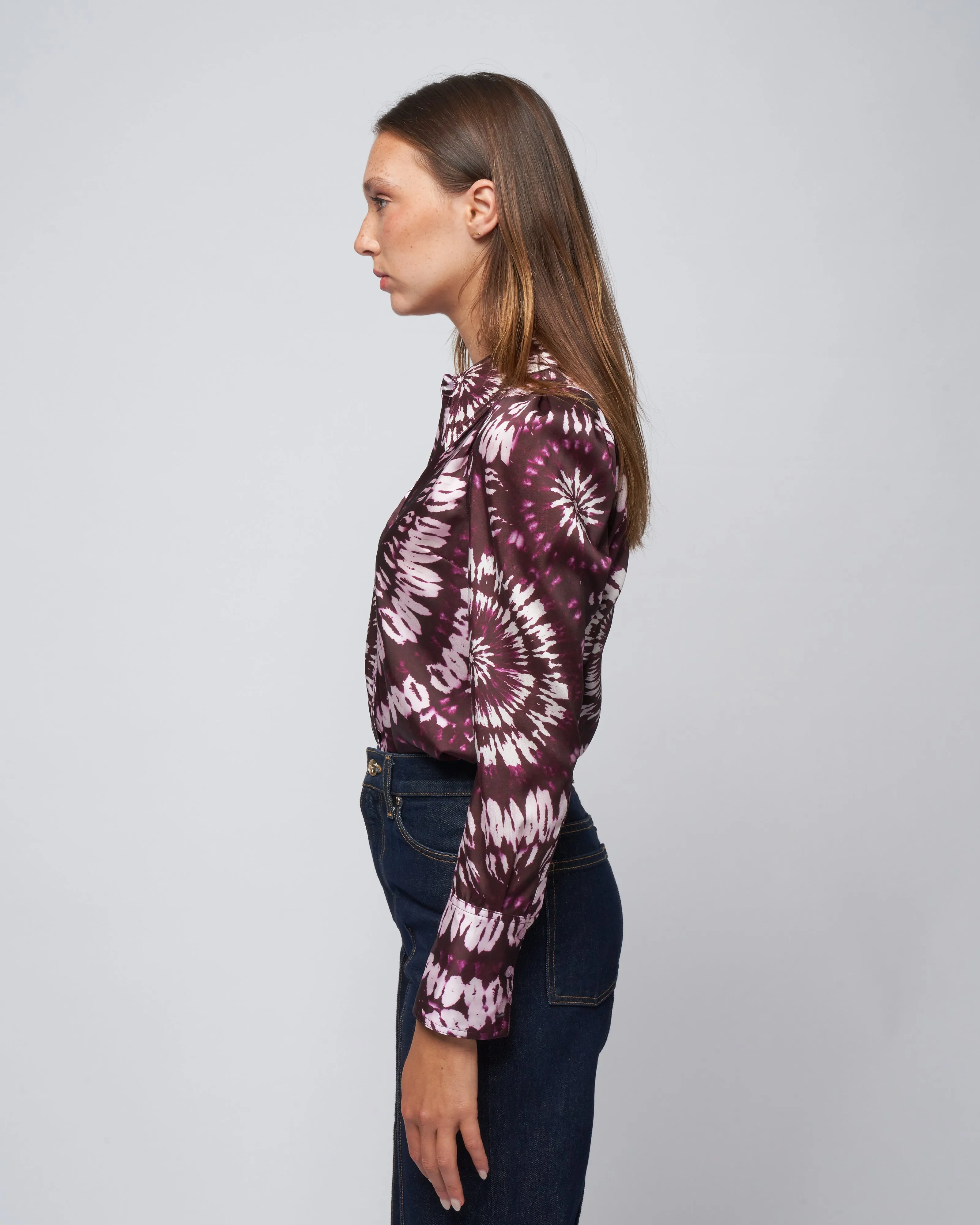 box pleat shirt - plum mandala