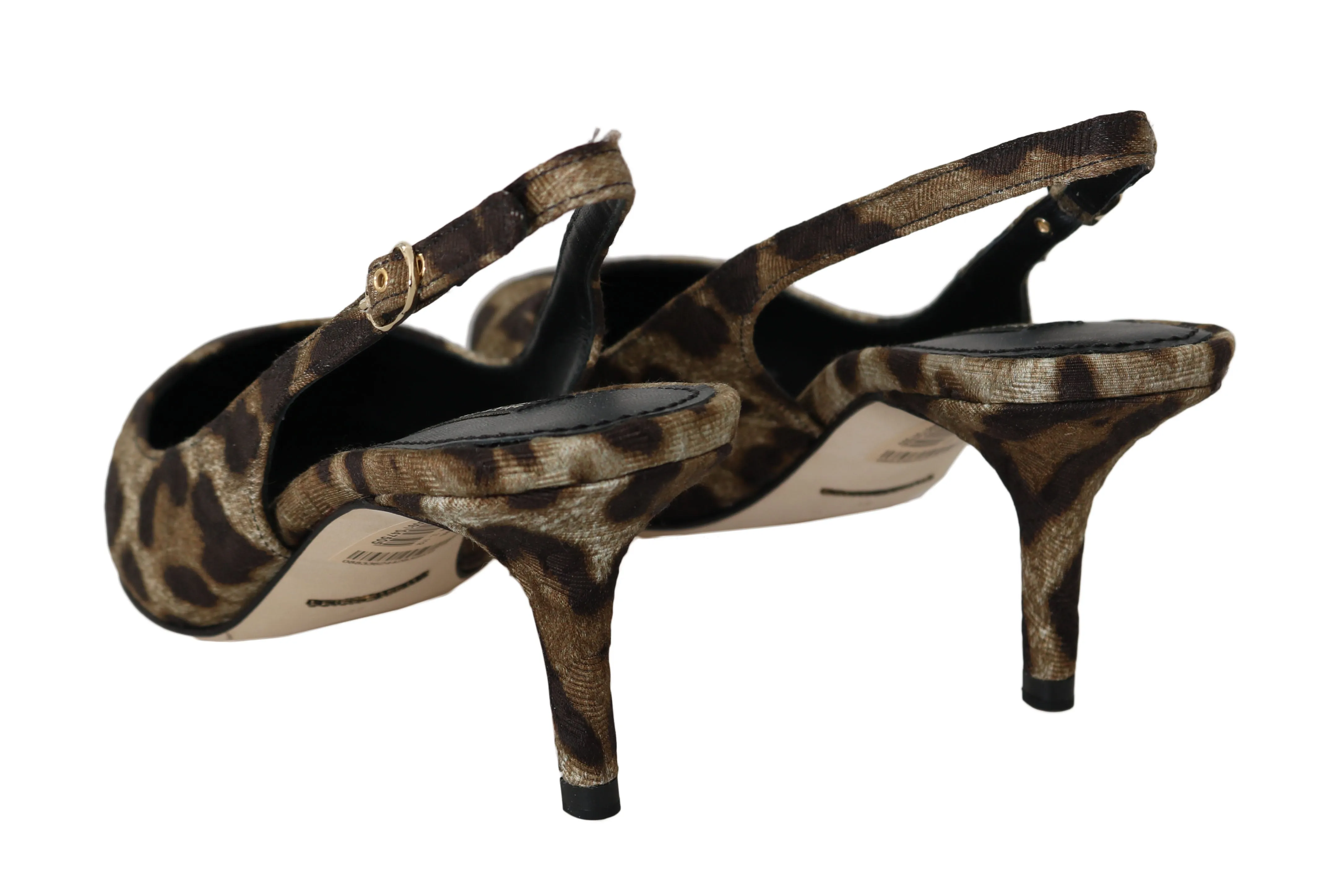 Brown Leopard Brocade Slingbacks