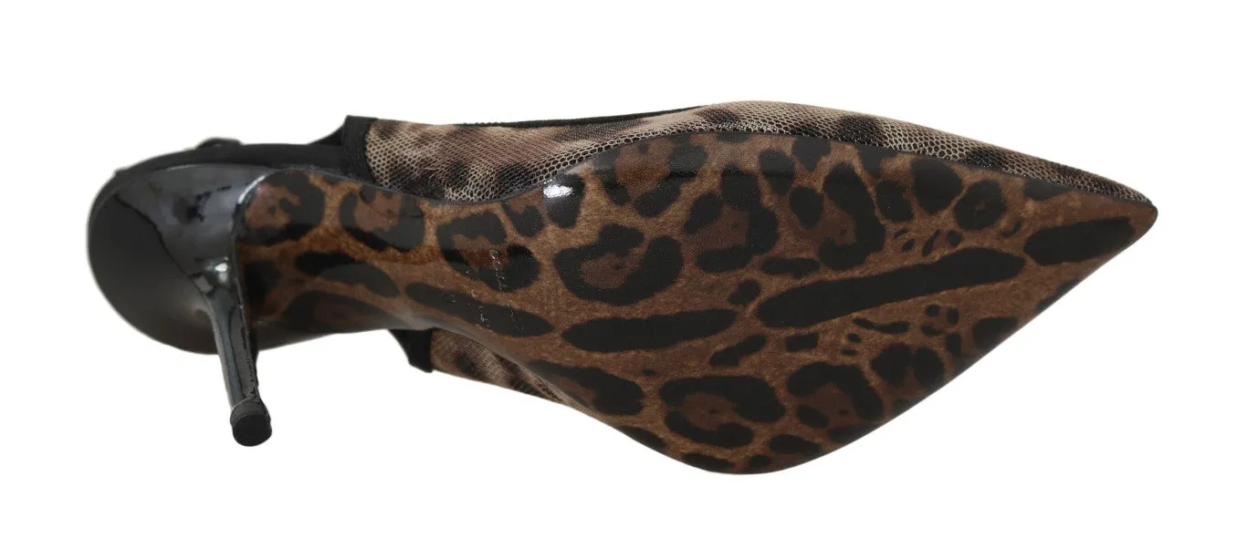 Brown Leopard Stretch Slingbacks Shoes