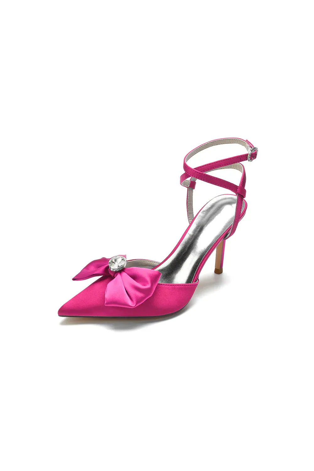 Buckle Strap Bow Pointed Toe High Heels