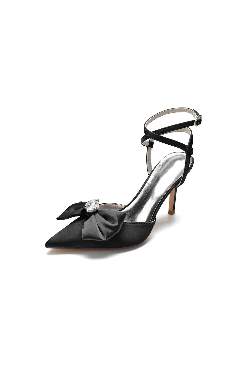 Buckle Strap Bow Pointed Toe High Heels
