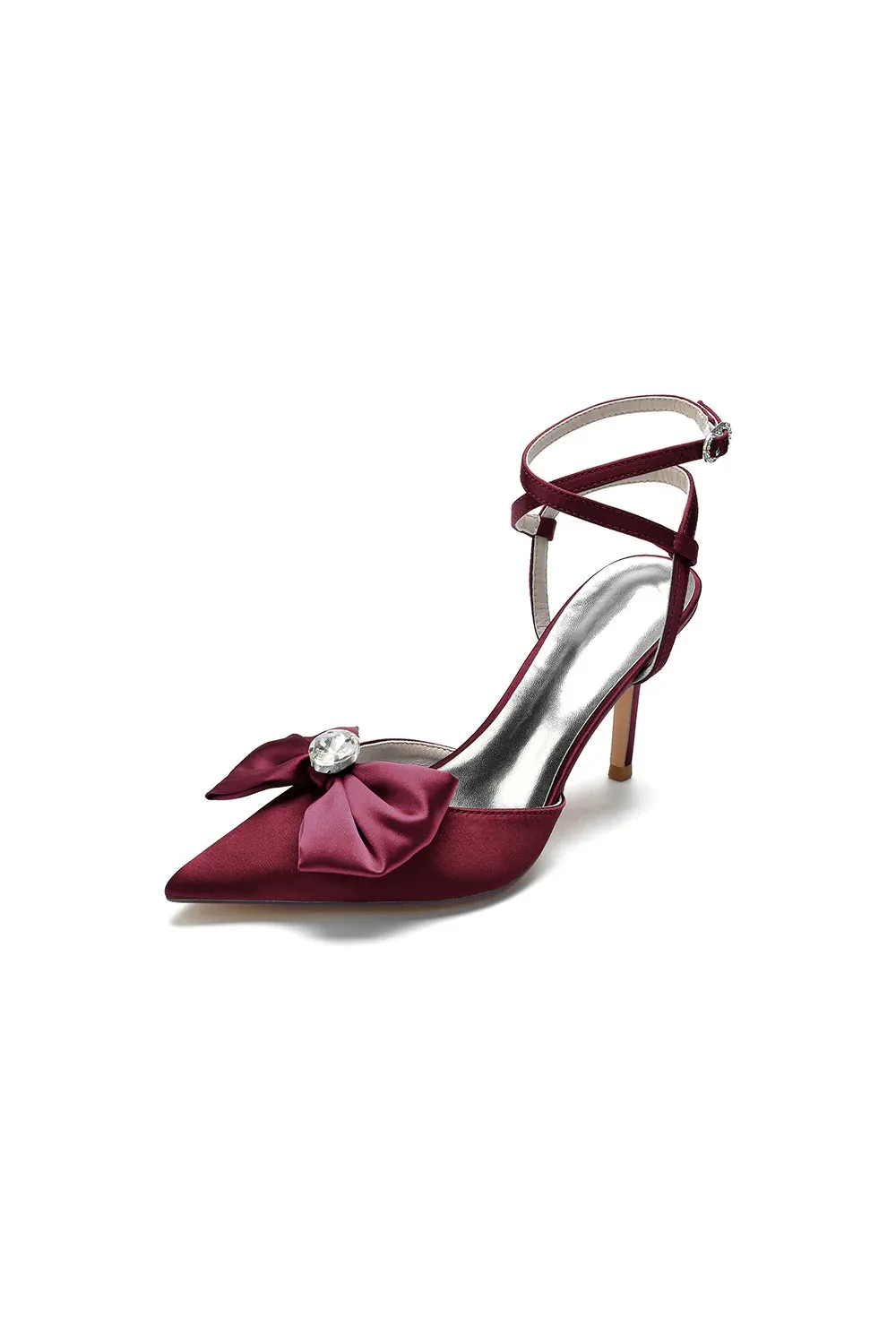 Buckle Strap Bow Pointed Toe High Heels