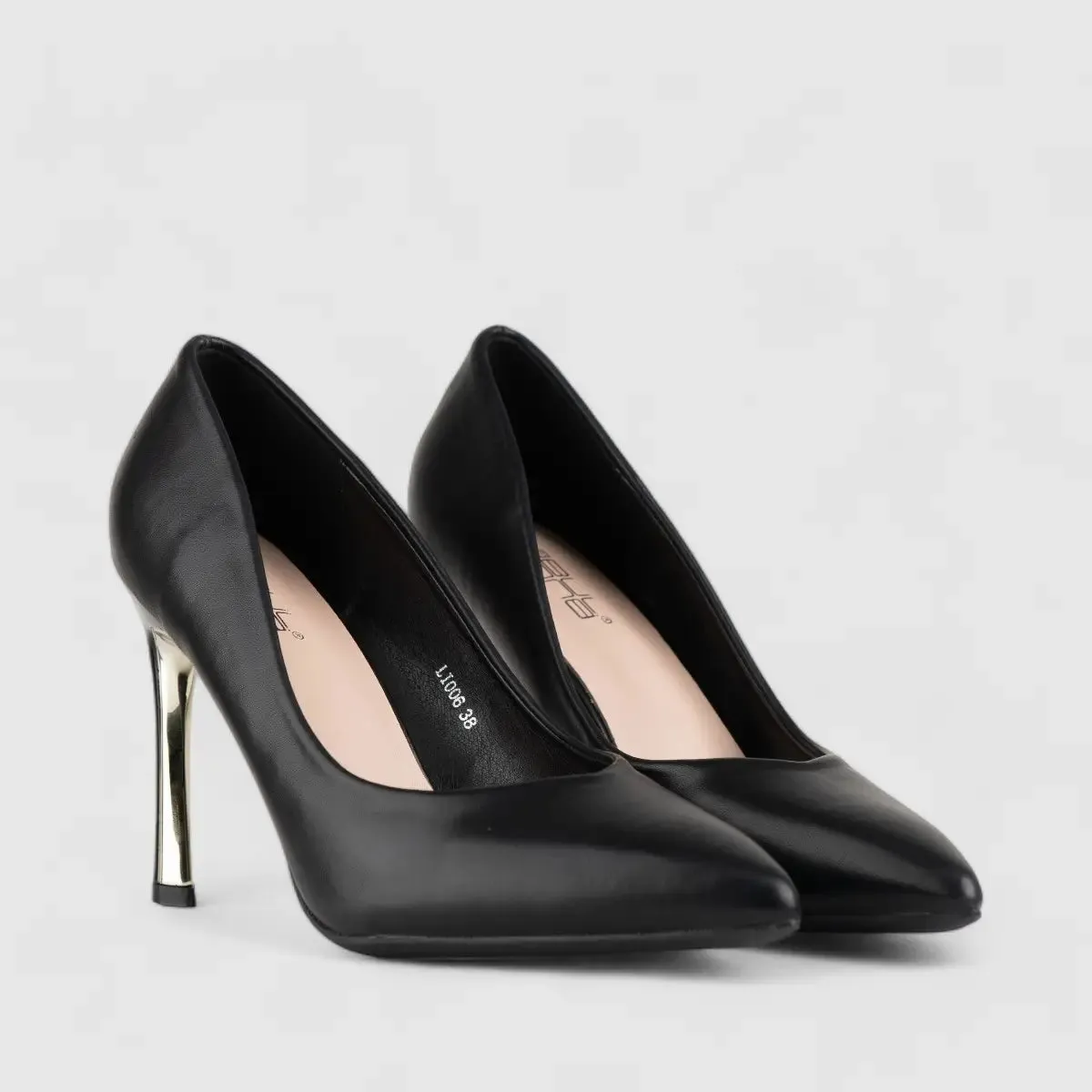 Bulbul Stiletto  Court Shoe Black LI006