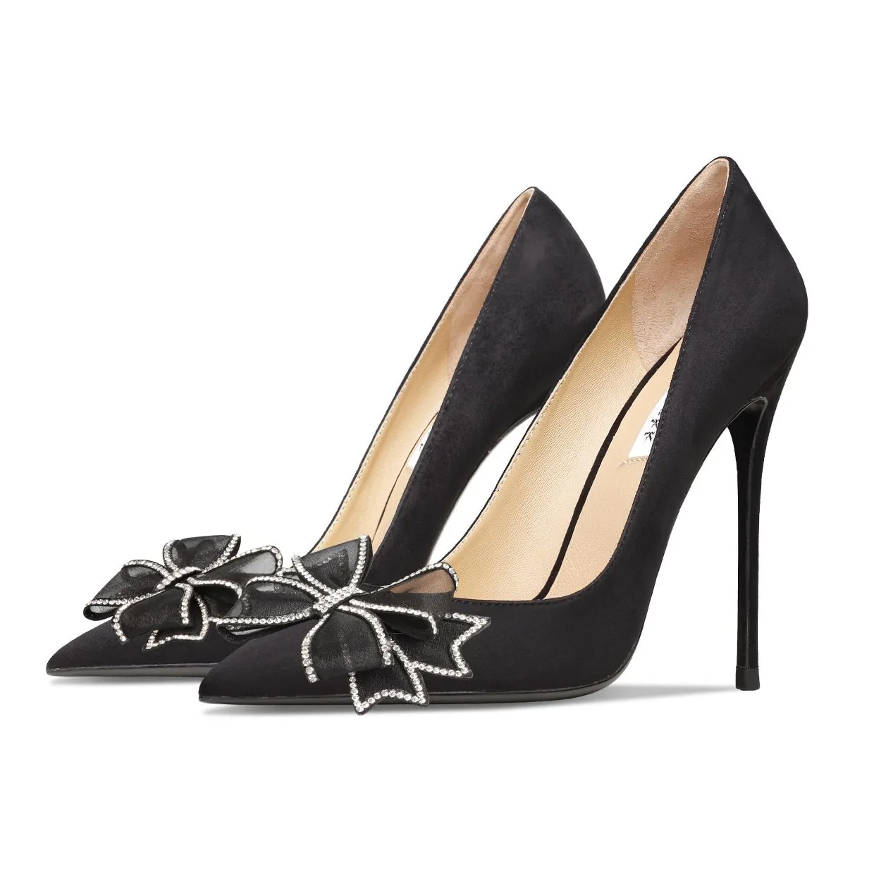 Butterfly-knot Women High Heels Black Shallow