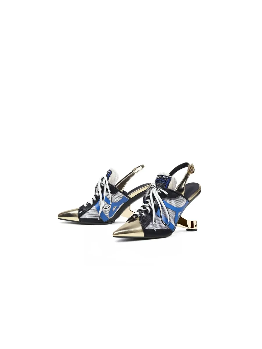 Calculated Tongue Gold Leather Slingback