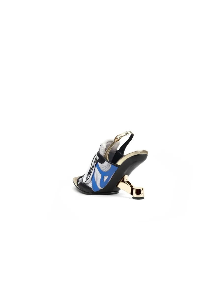 Calculated Tongue Gold Leather Slingback