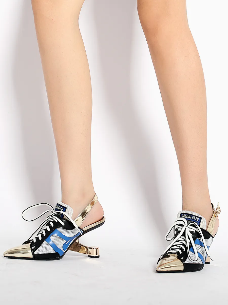 Calculated Tongue Gold Leather Slingback