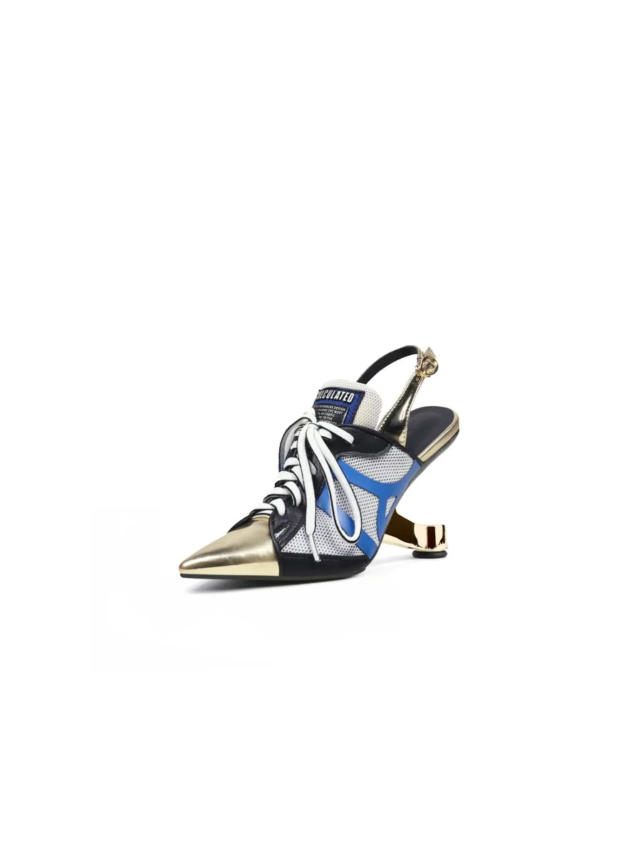 Calculated Tongue Gold Leather Slingback