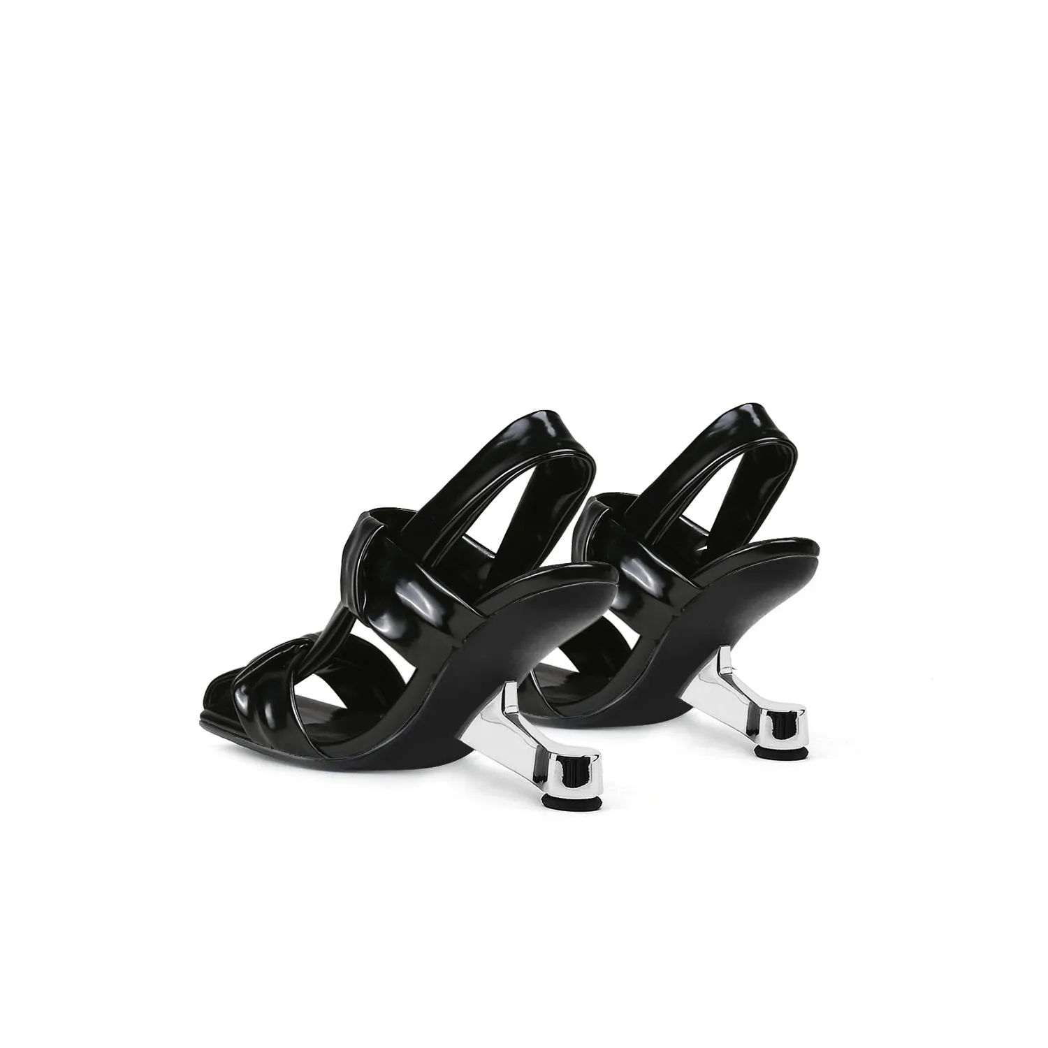 Calibri Rapped Upper Leather Slingback- Black