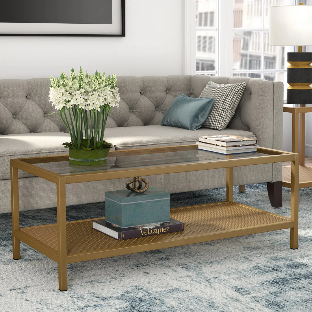 Chiang 4 Legs Coffee Table with Storage Zipcode Design™ Table Base Color: Gold Size: 17" H x 45" L x 20" W