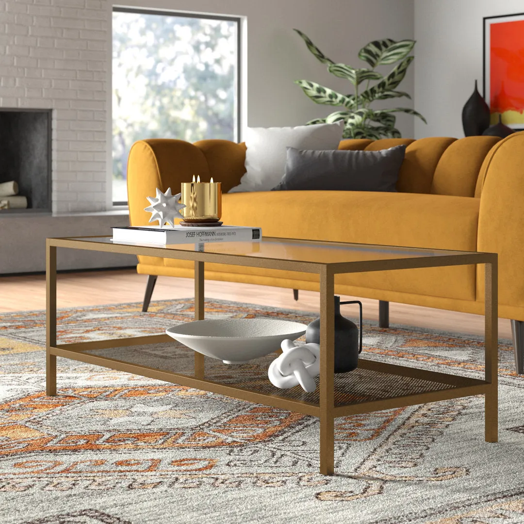 Chiang 4 Legs Coffee Table with Storage Zipcode Design™ Table Base Color: Gold Size: 17" H x 45" L x 20" W