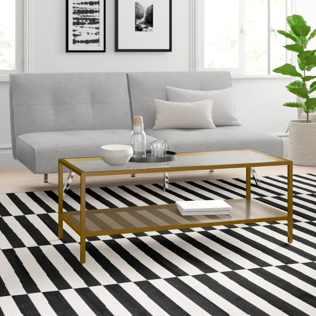 Chiang 4 Legs Coffee Table with Storage Zipcode Design™ Table Base Color: Gold Size: 17" H x 45" L x 20" W