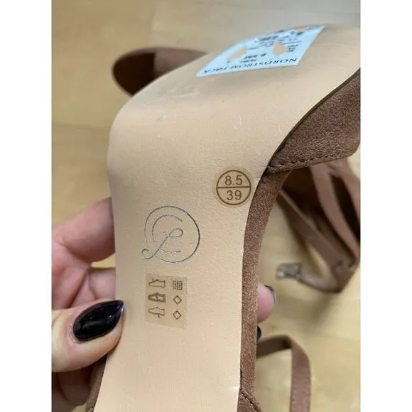 Chinese Laundry NEW &quot;Robby&quot; anke Strap brown suede sandal flared heel